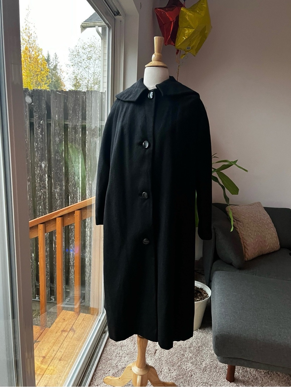 1950s Vintage Black Coat, Vintage 50s Royal Alpaca Winter Coat